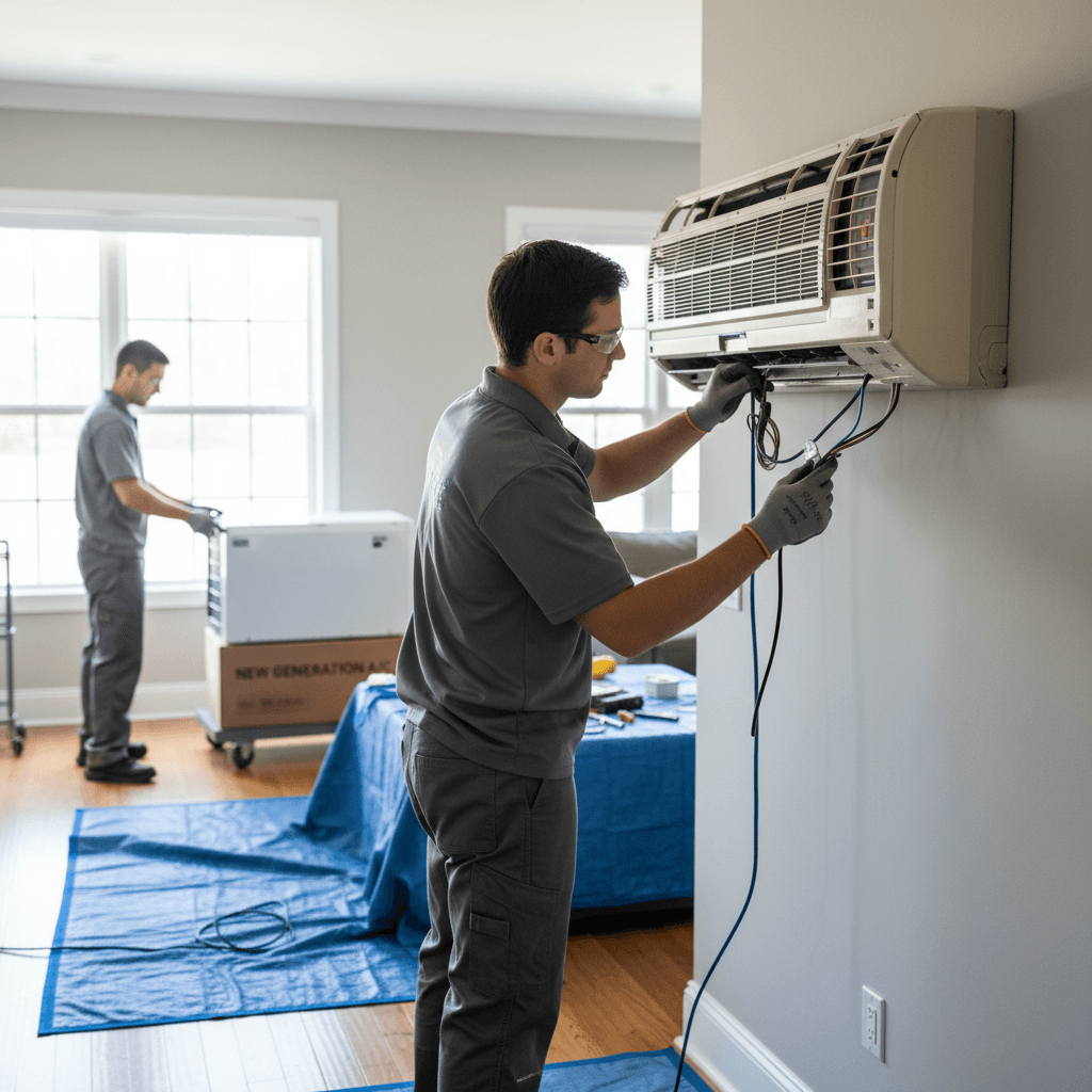 HVAC system replacement work