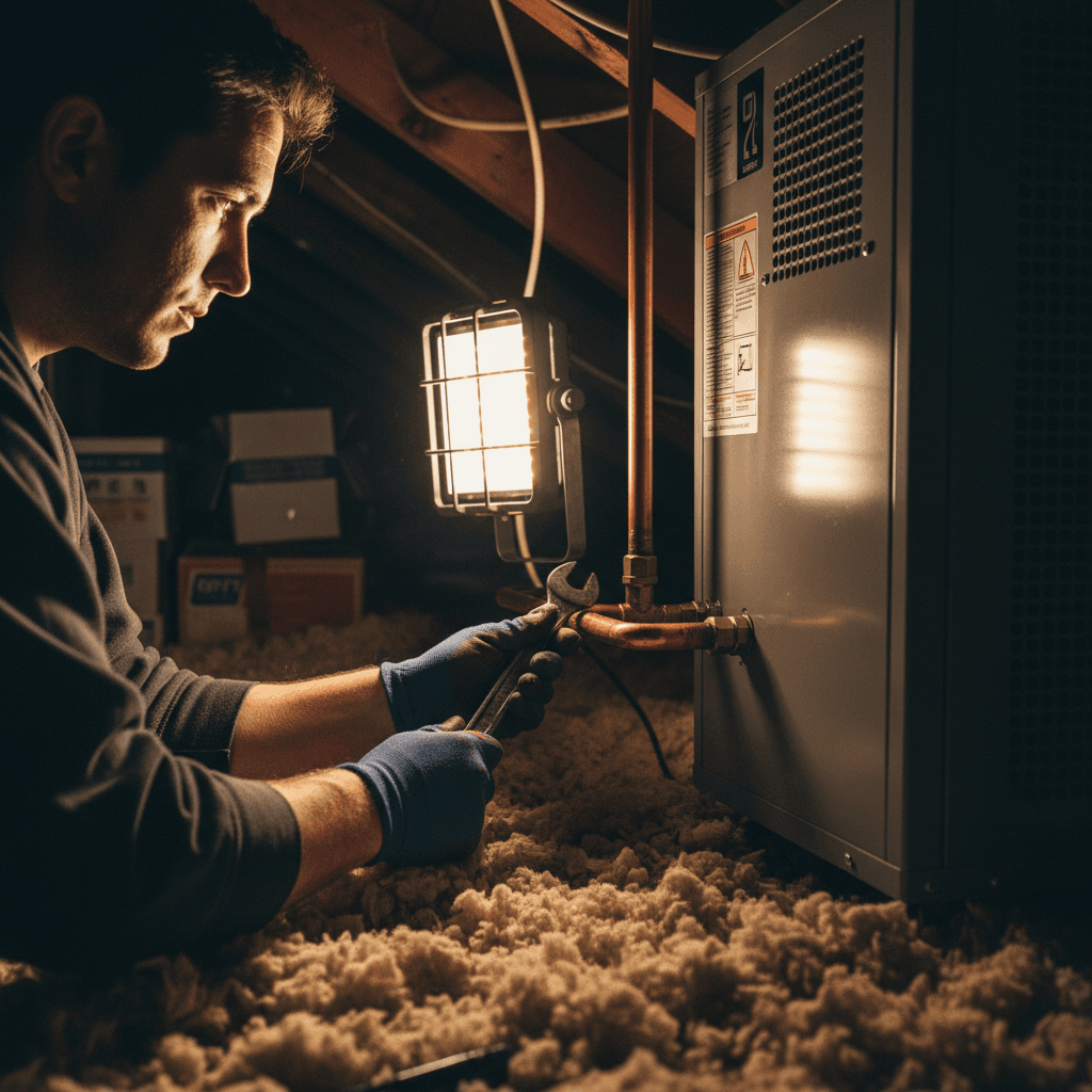 HVAC technician installing new system components